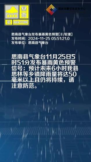 贵州省思南县发布暴雨黄色预警_1