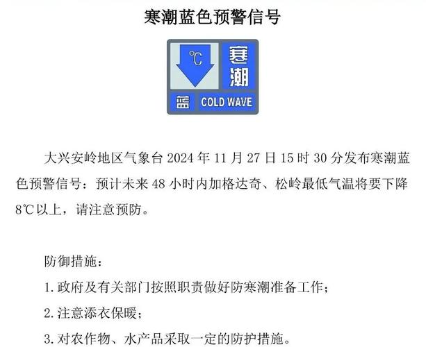 黑龙江省安达市发布寒潮黄色预警
