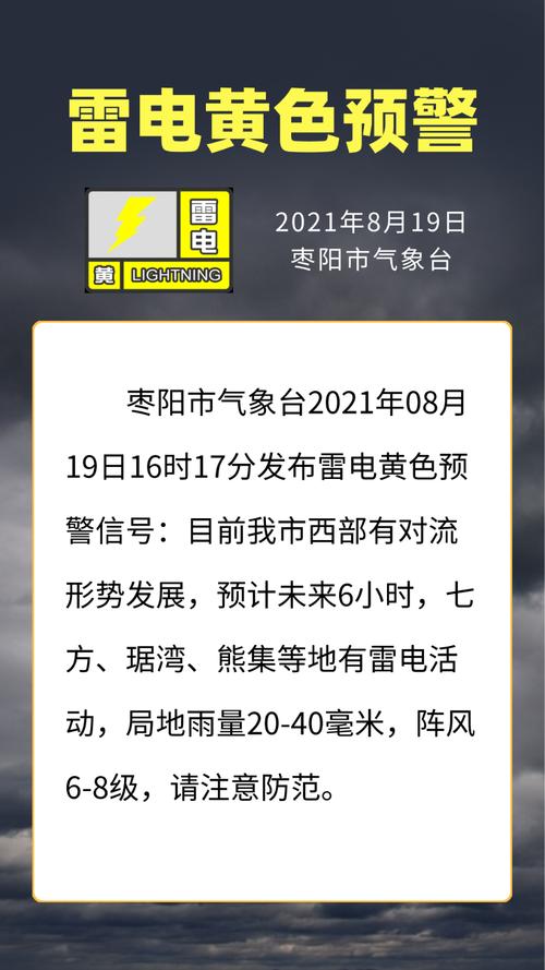 湖北省枣阳市发布雷电黄色预警_3