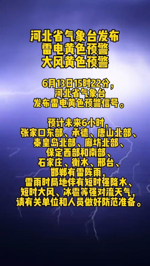 河北省石家庄市发布雷电黄色预警